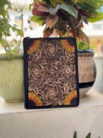 Gran oferta, portafolio de cuero con herramientas, organizador de archivos, portafolio de documentos florales de cuero genuino personalizado de alta calidad