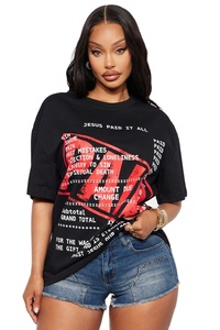 Top Quality Custom Oversized High Quality Cotton Streetwear Screen Print Breathable T shirt for Women - Product Image 3