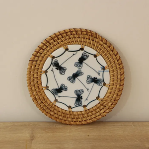 Vente en gros de sous-verres en rotin naturel sets de table en rotin faits à la main sous-verres en céramique fabriqués au Vietnam - Product Image 4