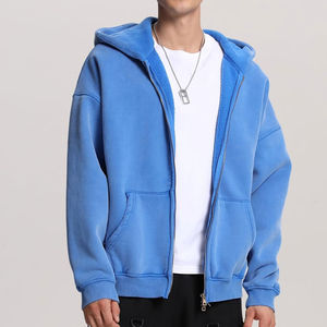 100% Cotton Winter Plain Dyed Acid Wash <b>Zip</b> <b>Up</b> Hoodies For <b>Men</b> Full Customized <b>Men</b> Heavy Weight Fleece Zipper Hoodies - Product Image 3