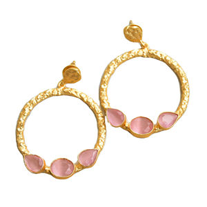 Pendientes de Latón de Exportación al por Mayor, Hechos a Mano, Semi Preciosos, Acabado Satinado, Diseño Único, Alta Calidad - Product Image 1