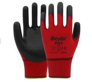 Guantes de Trabajo PN3 Rojos de Poliéster Tejido con Recubrimiento de Nitrilo Orme Eldiven - Product Image 1