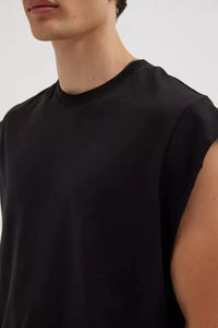 Débardeurs sans manches en coton pour hommes, style hip-hop, poids lourd, surdimensionnés, courts, côtelés, personnalisés - Product Image 4