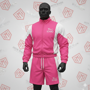 Conjunto Deportivo de Dos Piezas para Hombre, Chaqueta Cortavientos con Capucha y Cierre, Estampada, de Nailon/Algodón, con Pantalones Cortos y Chaqueta - Product Image 2