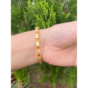 925 <b>Silver</b> Crystal <b>Bracelet</b> with Citrine Elegant <b>Bangle</b> for Women - Product Image 3