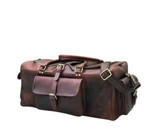 L'exportateur indien propose un sac de sport en cuir souple de grande capacité de style vintage de qualité supérieure avec fermeture à glissière prix de gros sac de voyage - Product Image 2