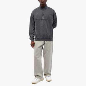 Ropa de calle informal para hombre, sudaderas con cremallera de cuarto de mezcla de algodón, bordado OEM en relieve, novedad - Product Image 3