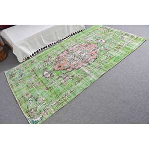 พรมตุรกีโบราณ4.1 x 8.1ft คลาสสิกพื้นที่ขนาดใหญ่ขนแกะสีเขียวมีดีไซน์เย็บปะติดปะต่อกันด้านหลังของยางสำหรับห้องโถงห้องรุ่นใหม่ - Product Image 2