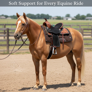 Silla de montar de caballo inglés Premium | Tachuela de cuero elegante, cómoda y duradera para doma, salto y entrenamiento - Product Image 2