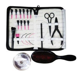 Pince à fer personnalisable de haute qualité pinces à brosse à poils ciseaux Salon utiliser des outils d'extension de cheveux entièrement personnalisés étui en cuir - Product Image 3