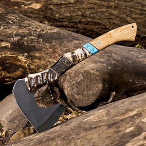 Tomahawk High Carbon Steel Axe Handmade with High Quality <b>Cow</b> Leather Sheath for DIY Camping and Outdoor Purposes - Product Image 2