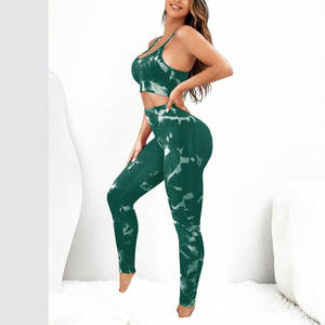 Ensembles de fitness pour femmes taille élastique solide-Marque privée Sublimation Imprimé 2pcs Ensembles soutien-gorge et legging Léger Respirant - Product Image 4