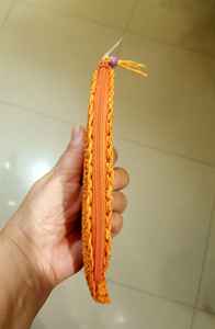 Sac en paille bohème orange vintage fait main pour femmes, pochette en raphia en forme d'éventail au crochet d'été, sac à main de plage personnalisable, commerce facile - Product Image 2