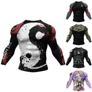 Wholesale Factory Men <b>Long</b> <b>Sleeve</b> Quick Dry Shirts Rash Guard Fitness Wear MMA Rash Guard Gym Fitness Compression <b>Swim</b> T Shirts - Product Image 4