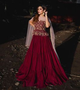 -เสื้อพราวพร้อมชุดเดรส LEHENGA ตกแต่งด้วยลูกปัดแก้วคริสตัล DABKA ทำงานสำหรับสวมใส่ในงานปาร์ตี้/งานแต่งงาน @ 2022 - Product Image 1