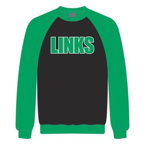 The Links Incorporated Sweat-shirt noir à manches raglan vertes Vêtements personnalisés d'organisation civique et professionnelle noirs - Product Image 2