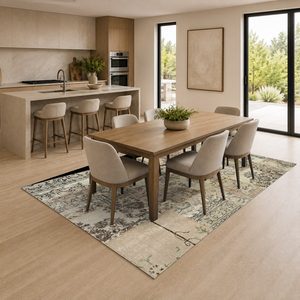 Tapis de salon en chenille antidérapant, imprimé numérique, style ethnique Kilim, beige et marron, lavable en machine, vente en gros - RUGS DEPOT LXDP-0043 - Product Image 4