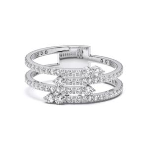 0.45 Carat E-F/VVS-VS <b>Moissanite</b> Round Cut Diamond Multi-Row Diamond Band <b>Ring</b> Made in 10K,14K,18K Solid Gold - Product Image 6