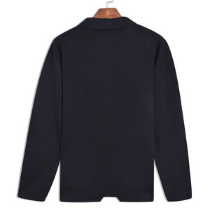 Vente en gros de cardigan uni noir uni 100% coton, tenue d'hiver personnalisable, propriétés respirantes anti-rides sur le devant - Product Image 4