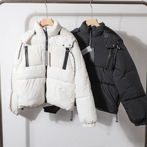 Chaqueta Acolchada de Algodón Blanca y Negra Unisex de Primera Calidad Estilo Americano OEM con Capucha Desmontable con Logotipo Estampado para Hombre Talla Grande Chaqueta de Trabajo - Product Image 1