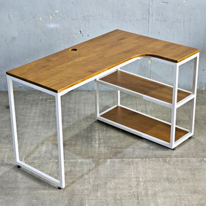 Escritorio Esquinero en Forma de L de Madera de Caucho con Estanterías Integradas 120x100cm para Oficina en Casa-CD68019 - Product Image 2