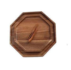 Bandeja de madera Accesorios de cocina con asa y forma hexagonal Servicio de alimentos disponible a un precio asequible - Product Image 2