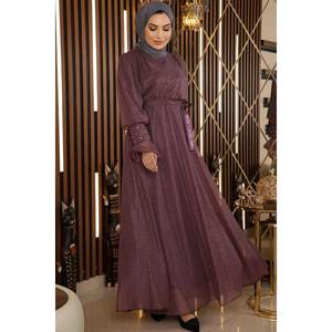 ชุดราตรีทรงเอไลน์ ElbiseStone ผ้าชีฟองประดับกลิตเตอร์และเลื่อม แขนสั้น เอวทรงเอ็มไพร์ กระโปรงยาวแบบมีชายลากพื้น เหมาะสำหรับงานปาร์ตี้ - Product Image 3