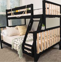 Modernes Massivholz-Etagenbett Klappbares Sofabett mit Stauraum in Schwarz und Eichenoptik für Schlafzimmer