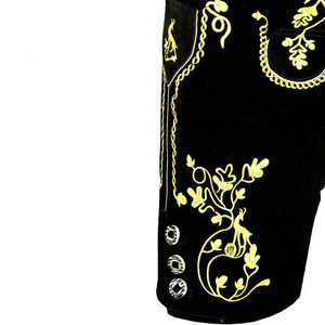 Pantalones Cortos Bávaros de Cuero de Alta Calidad, Hechos a Medida, Color Negro Sólido, Ecológicos, Antiarrugas, Bordados, Pakistán 2025 - Product Image 4