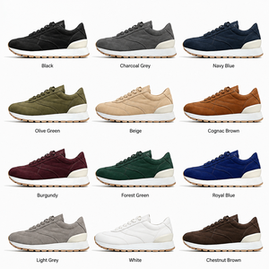 Sneakers Casual da <span class=keywords><strong>Donna</strong></span> in Camoscio Marrone Scuro con Lacci, Suola Bianca in Gomma, Comode e Antiscivolo per Camminare - Product Image 2