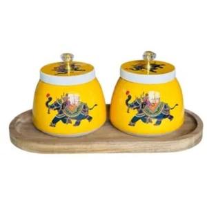 Pichwai Pot en métal peint Pot de cadeau indien traditionnel pour les cadeaux de retour de mariage Festival Artisanat Pot décoratif - Product Image 5