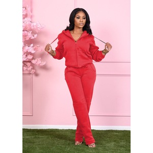 ชุดวอร์ม2ชิ้นมีซิปสำหรับผู้หญิงชุดวอร์มประดับเพชรกางเกงมีฮู้ดชุดวอร์มวิ่งและเสื้อฮู้ดกางเกงแบบออกแบบโลโก้ได้ตามต้องการ - Product Image 4