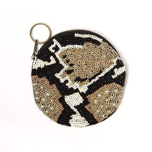 Porte-monnaie rond brodé avec fermeture éclair, porte-monnaie rond fait à la main avec des perles de rocaille, broderie par MD HANDICRAFTS - Product Image 3