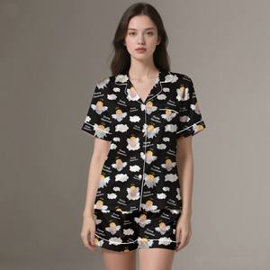 All Season Summer Spring Women's Silk <b>Satin</b> Breathable Pajama Set Long Sleeve Luxury Sleepwear - Product Image 2