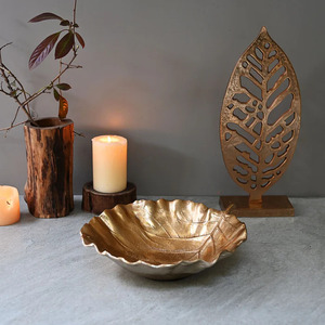 Antique <b>Leaf</b> Design Best Manufacturer Gold <b>Leaf</b> Serving Bowl Handmade Bowl Brass - Product Image 3