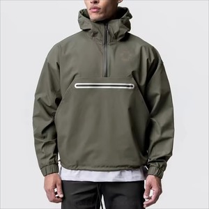 Sudadera con capucha deportiva para hombre con bolsillo de carga y solapa de media cremallera de forro polar de retazos de gran tamaño personalizada para hombre - Product Image 6