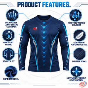 Custom Mens Long Sleeve Sports T-<b>Shirt</b> Quick Dry Breathable Polyester/Cotton 160g Summer Training Top Manufacturer - Product Image 6