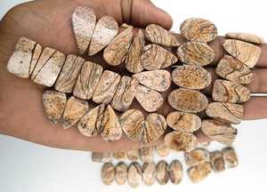 Par de cabujones sueltos de jaspe con imagen natural 100% hechos a mano, tamaño personalizado disponible, lote al por mayor, fabricación de joyas de gemas Ibrahim - Product Image 2