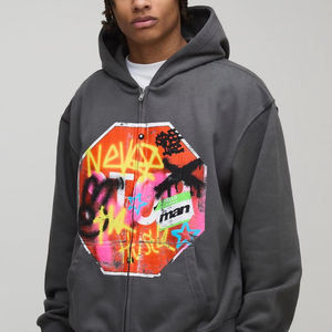 เสื้อฮู้ดผ้าฝ้ายสำหรับผู้ชายและผู้หญิง2025มีซิปขนาดใหญ่พิเศษใส่โลโก้ได้ทั้งชายและหญิง - Product Image 1