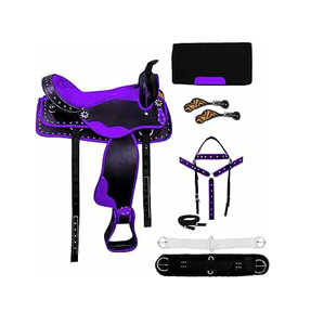 Ensemble de selle de trail western synthétique pour barrel racing, avec têtière, collier de poitrail, rênes et selle, siège rembourré sécurisé, prix de gros - Product Image 5