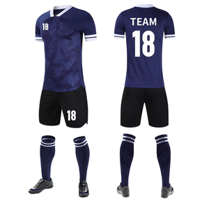 Survêtements de football sur mesure, dernier design, séchage rapide, 100% polyester, col en V, manches courtes, ensemble de maillots de sport, kits d'entraînement pour hommes - Product Image 2