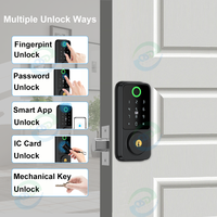 Serrure à pêne dormant automatique à empreintes digitales en aluminium haute sécurité TTlock Tuya APP, pêne électrique numérique NFC, mot de passe sans clé, WiFi intelligent, bois