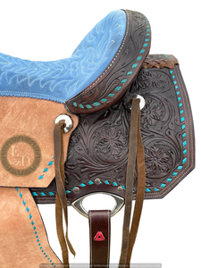 Selle en cuir véritable de haute qualité, légère, fabriquée à la main, équipement de performance, western, barrel racing, concours hippique - Product Image 2