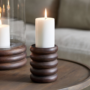 Elegant Wooden Candle Holder for <b>Pillar</b> Candles Rustic & Modern Decor for Home Living Room & Dining Custom Designs Available - Product Image 3