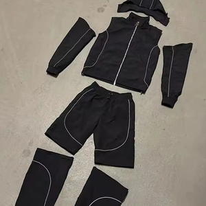 Conjunto Deportivo de Chaqueta Cortavientos con Capucha y Pantalones de Chándal para Hombre, Personalizable con Logotipo OEM, Reflectante, Transpirable, de Poliéster/Algodón, para Invierno, con Ribete Blanco - Product Image 5