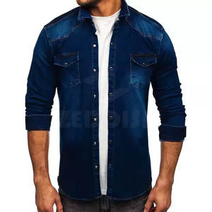 Chemise en jean à manches longues pour homme 100% coton - Nouvelle mode confortable, respirante, séchage rapide, haute qualité, service OEM - Product Image 3