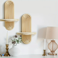 Artisanat en bois pour la décoration de la maison, salon, étagère ovale ondulée bohème pour les célébrations de Diwali, Ramadan, mariage, Pâques