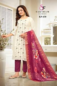 Pantalón Kurti con Duptta par superventas indio pakistaní pesado puro Chanderi algodón étnico Casual Regular ropa de oficina para mujeres - Product Image 2