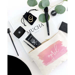 Lovely for Pink Watercolor Cosmetic Bag with Personalized Name Portable Travel <b>Makeup</b> Pouch Organizer <b>Case</b> with Letter Pattern - Product Image 4