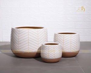 Estilo moderno FI138H23 Cerámica Galvanizada Blanco Marrón Mini Maceta Mejora los paisajes en el hogar Hotel o jardín - Product Image 6